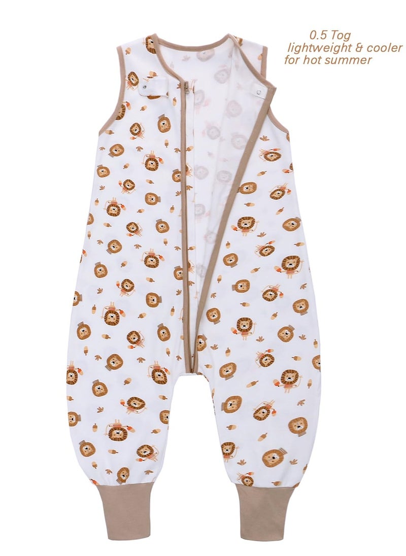 Excefore Baby Sleeping Sack with Feet, TOG 0.5 Toddler Sleep Sack with Legs, 100% Cotton Sleeveless Wearable Blanket, Bee Design, Suitable for 6-12 Months  - Image 2