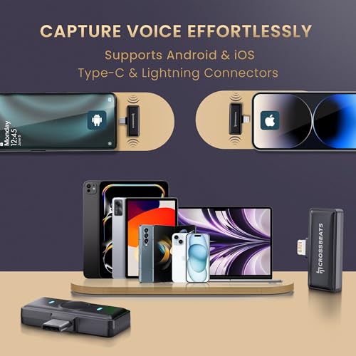 CrossBeats Clip M02 Wireless Mic for YouTube | 2.4GHz Collar Microphone | 80H Battery, Noise Cancel | Vlogging, Reels Video Record | iPhone, Android Type-C | Content Creators | Lapel Mic (Black) - Image 5