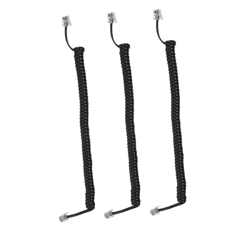 1 Pack 3 Pcs Coiled Telephone Cord Flexible Landline Phone Cables for Communication Use - Image 3