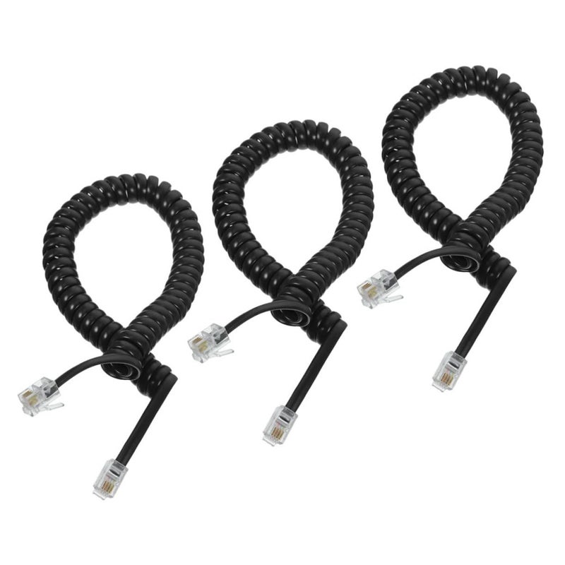 1 Pack 3 Pcs Coiled Telephone Cord Flexible Landline Phone Cables for Communication Use - Image 1