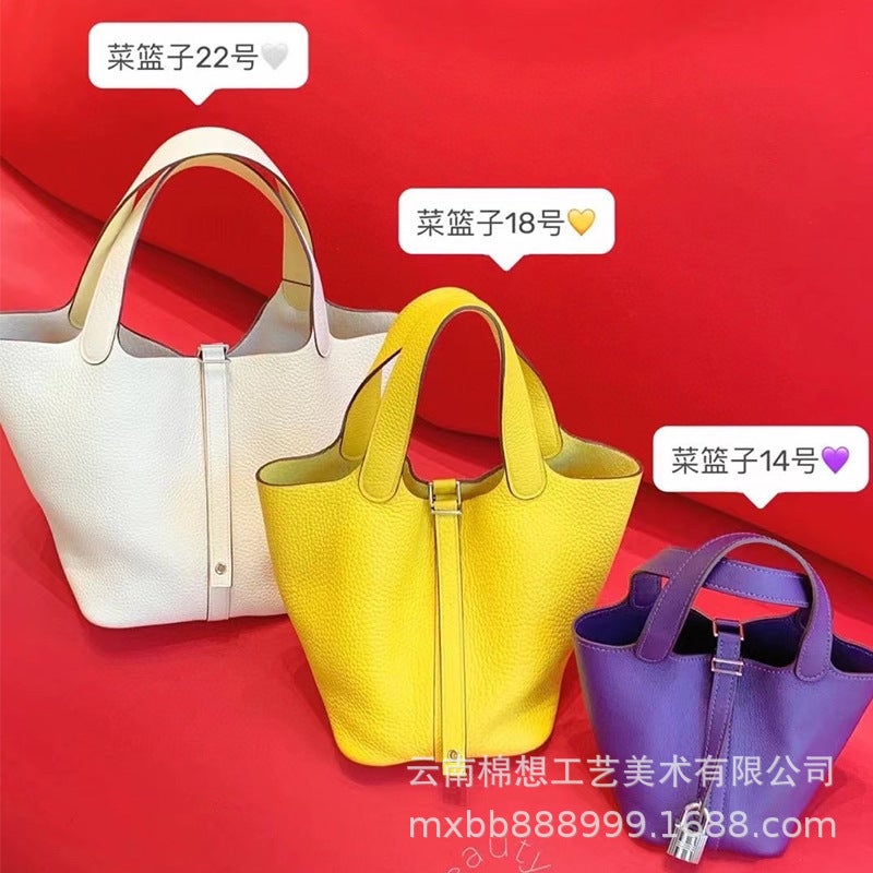 Women'S Basket Bag Trendy Fashion Handbag With Lychee Pattern Korean Style Soft Leather Small Bucket Bag For Women Crossbody - Image 4