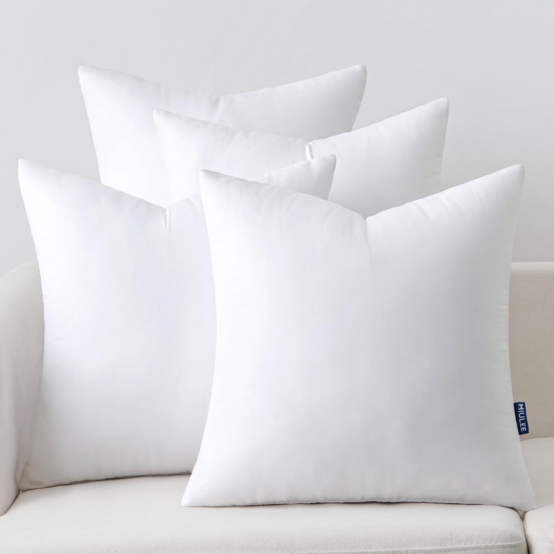 MIULEE 18x18 Inch Throw Pillow Insert Set of 4Premium Pillow Stuffer Sham Square for Decorative Cushion Bed Couch Sofa