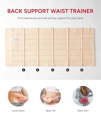 Nebility Waist Trainer for Women Corset Shapewear Tummy Control Segmented Waist Cincher Workout Girdle(Black,L) - Image 4