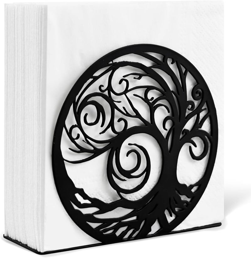 MSJGA Napkin Holder for Table, Standing Napkin Dispenser Outdoor Farmhouse Black Cocktail Napkin Holders for Kitchen Coffee Shop Dining Room (6"x 1.7"x 4.9") - Image 1