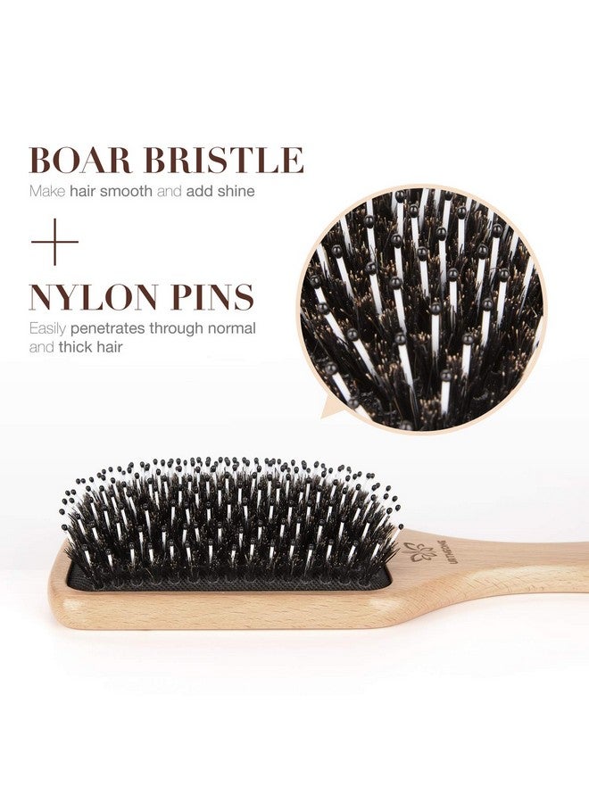 URTHEONE Hair Brush Boar Bristle Hairbrush for Thick Curly Thin Long Short Wet or Dry Hair Adds Shine and Makes Hair Smooth, Best Paddle Hair Brush for Men Women Kids - Image 2