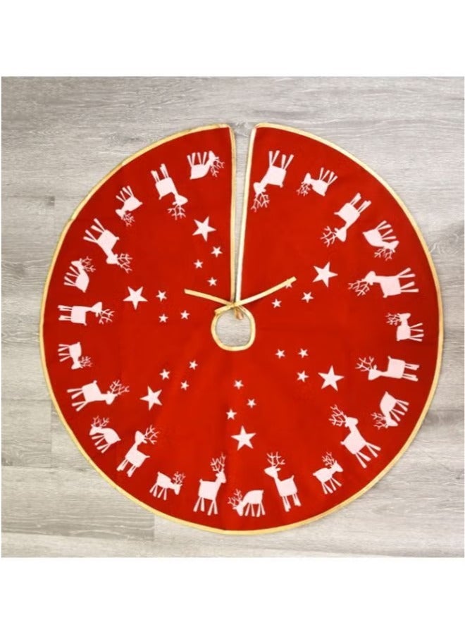 Decorative Christmas Tree Skirt Red/White/Gold 98cm - Image 3