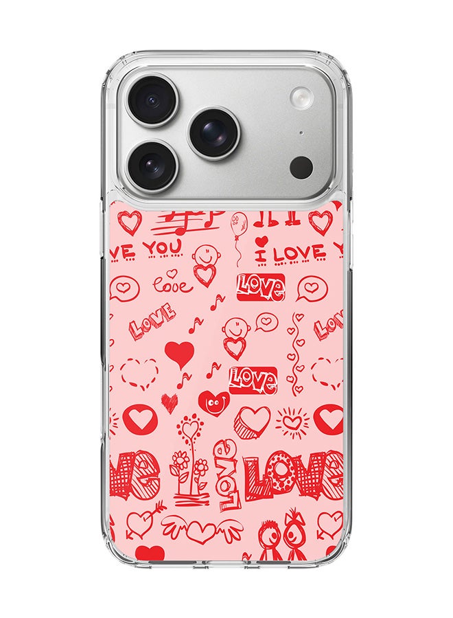 Stylizedd Classic Clear MagSafe Case for iPhone 17 Pro , Hybrid Soft Case Flexible Edges Anti Drop TPU PC Gel Thin Transparent Cover [ Designed for iPhone 17 Pro ] - Love Doodle Full Print