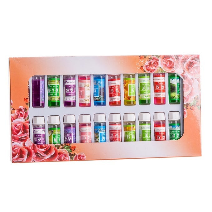 A PACK OF 24 FRAGRANCE OILS AROMATIC PERFUME OILS IN 12 VARIOUS SCENTS 5ML EACH BOTTLE