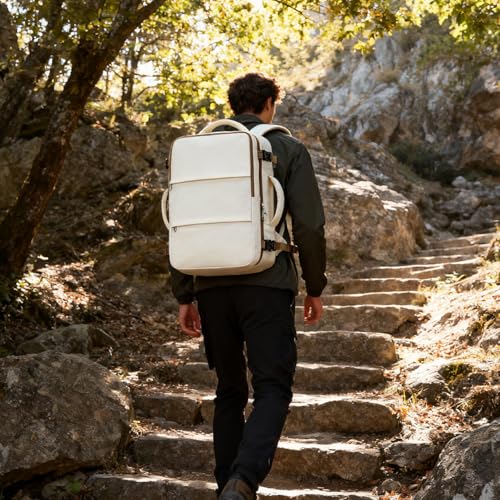 UPPACK Travel Backpack For Women Men Carry on Backpack Luggage Flight Approved Personal item Travel Bag Essentials Mochila de viaje Laptop College Backpack Large Beige Brown - Image 3