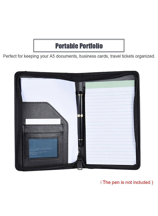 Generic Portable Business Portfolio Padfolio Folder Document Case Organizer PU Leather with Business Card Holder Memo Note Pad  - Image 3