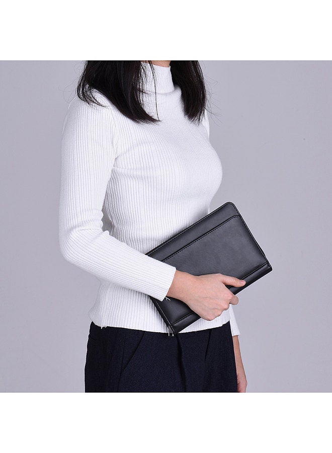 Generic Portable Business Portfolio Padfolio Folder Document Case Organizer PU Leather with Business Card Holder Memo Note Pad  - Image 2
