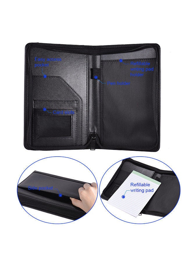 Generic Portable Business Portfolio Padfolio Folder Document Case Organizer PU Leather with Business Card Holder Memo Note Pad  - Image 4