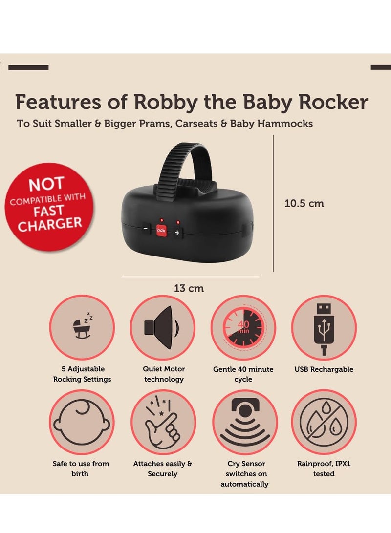 Zazu Kids Zazu Robby Baby Rocker - Automatic Stroller Soothing Device, Adjustable Intensity, Cry Detection, Long-Lasting Rechargeable Battery, Weatherproof, Fits All Strollers - Image 3