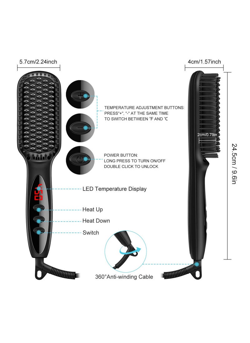 Sharpdo - Hair Straightener Brush,Sharpdo Ionic Hair Straightening Brush With Fast MCH Ceramic Heating,Anti-Scald, Auto Temperature Lock And Auto-Off Function,Portable Straightening Comb For Home And Travel - Image 1