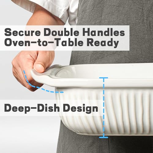 Artena Baking Dish 5.1 Quarts, Casserole Dishes For Oven, Baking Pan With Handles, Lasagna Pan Deep, Large Casserole Dish, Rectangular White Ceramic Bakeware (Only Baking Dish) - Image 4