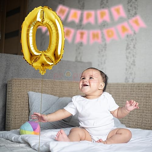 Propsicle 16 inch Birthday Foil 0 Number Helium Balloon Party Decoration Golden Pack of 1 | 0 No. Balloons Birthday/Anniversary | 10 Year Zero Number - Image 3