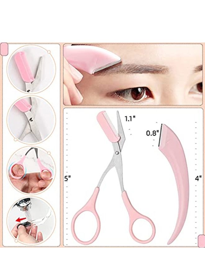 3 Pcs Eyebrow Trimmer Set Stainless Steel Curved Eyebrow Razor Eyebrow Scissors With Comb - Image 2