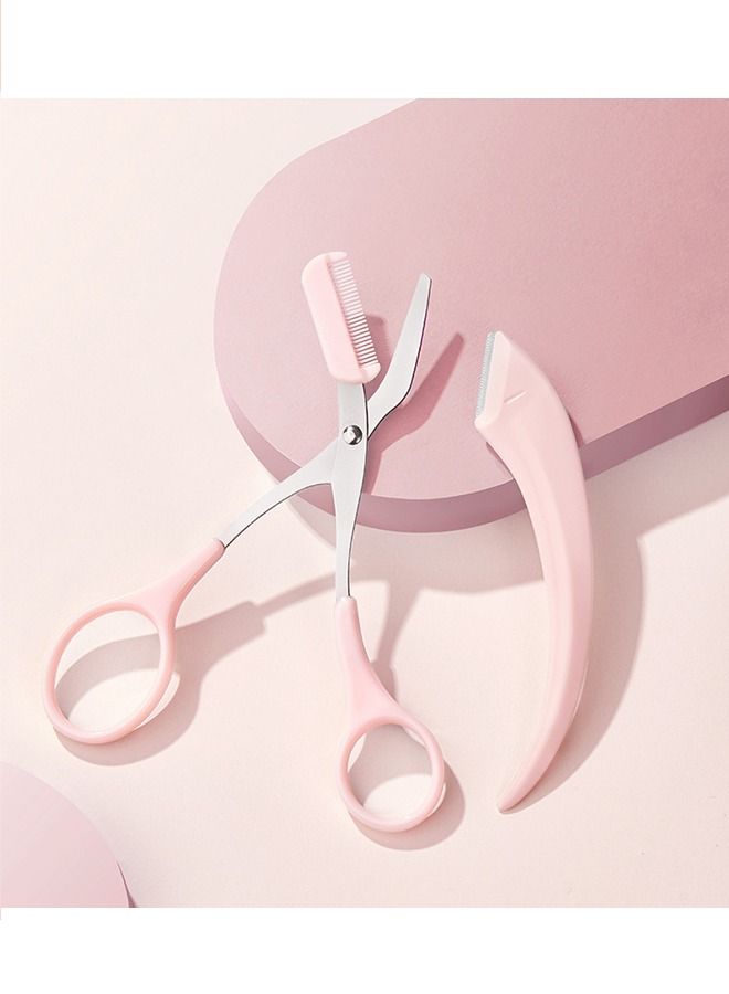 3 Pcs Eyebrow Trimmer Set Stainless Steel Curved Eyebrow Razor Eyebrow Scissors With Comb - Image 3