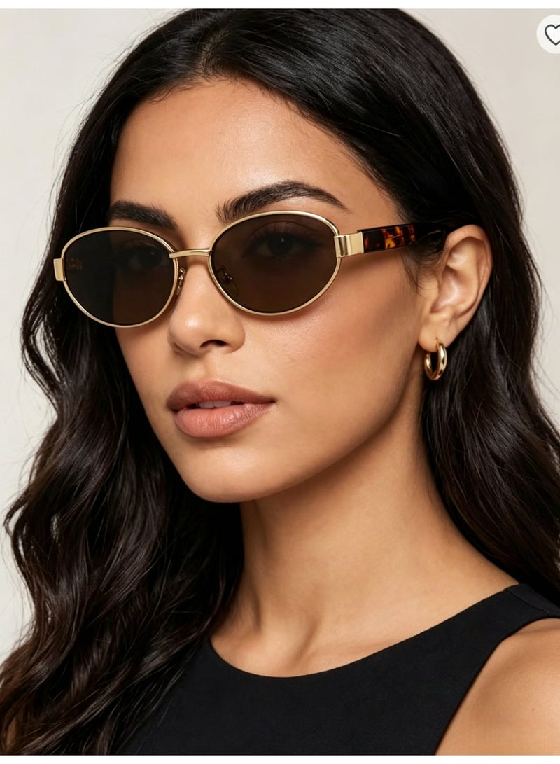 Hiras Women‘s Fashion Sunglasses - Retro Oval & Cat-Eye Style, Leopard Print Metal Frame with UV400 Protection, Trendy Sun Glasses for Driving, Travel, Daily Use - Image 2