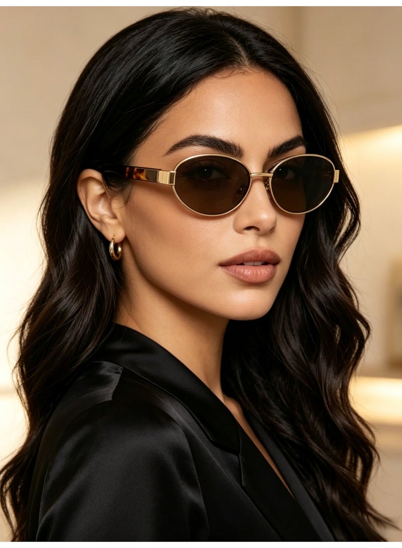 Hiras Women‘s Fashion Sunglasses - Retro Oval & Cat-Eye Style, Leopard Print Metal Frame with UV400 Protection, Trendy Sun Glasses for Driving, Travel, Daily Use - Image 4