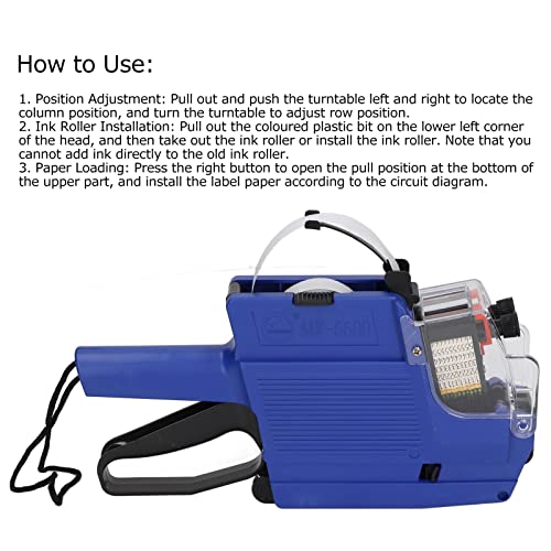 Garosa MX6600 Price Tag Gun - 2 Line Label Maker with 10 Digits Printing Capacity, for Office, Grocery, Retail Store, Yard Sale Price Stickers, Includes 1 Ink Roller (Blue) - Image 5