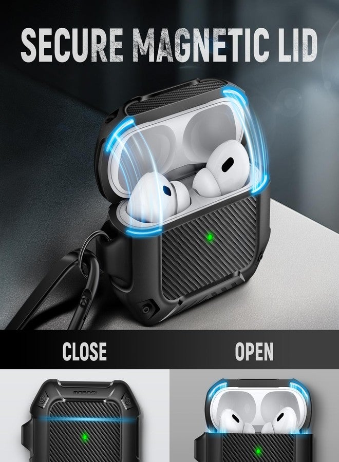 MOBOSI موبوسي لحافظة AirPods Pro 2 متوافقة مع MagSafe مع مجموعة تنظيف وقفل وسلسلة مفاتيح، حافظة واقية مضادة للصدمات للجسم الكامل لتغطية Airpod Pro 2 الجيل 1/2 (2023/2022/2019)، أسود - Image 3