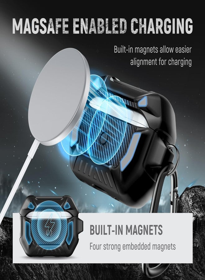 MOBOSI موبوسي لحافظة AirPods Pro 2 متوافقة مع MagSafe مع مجموعة تنظيف وقفل وسلسلة مفاتيح، حافظة واقية مضادة للصدمات للجسم الكامل لتغطية Airpod Pro 2 الجيل 1/2 (2023/2022/2019)، أسود - Image 2