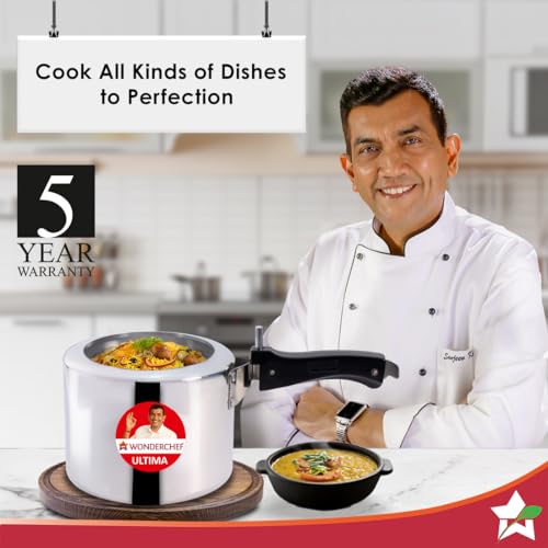 Wonderchef Inner Lid Ultima Pressure Cooker | 3 litres, 3.25 mm Heavy Encapsulated Bottom | Bakelite Handles for Durability | Induction Friendly (Aluminium, Silver) - Image 2