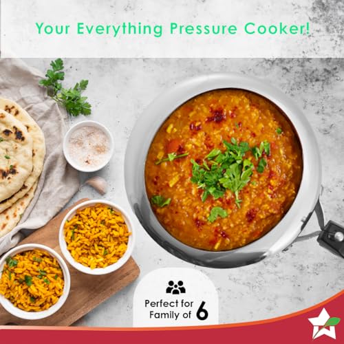 Wonderchef Inner Lid Ultima Pressure Cooker | 3 litres, 3.25 mm Heavy Encapsulated Bottom | Bakelite Handles for Durability | Induction Friendly (Aluminium, Silver) - Image 5