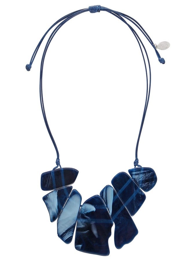 بوكار قلادة بوكار بتصميم هندسي غير منتظم، سلسلة حبل قابلة للتعديل، قلادة عصرية للنساء (NK-10676-أزرق داكن) - Image 1