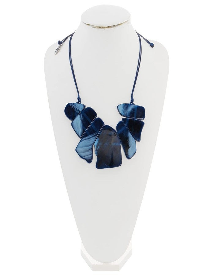بوكار قلادة بوكار بتصميم هندسي غير منتظم، سلسلة حبل قابلة للتعديل، قلادة عصرية للنساء (NK-10676-أزرق داكن) - Image 2