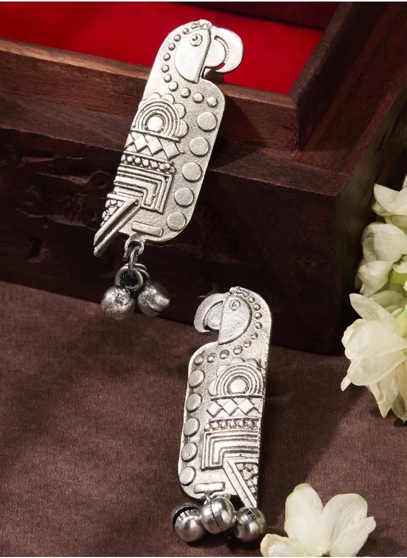برياسي Oxidized Peacock Shaped Drop Earrings