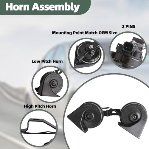 Mocar7 Horn Assembly with Bracket Compatible with 2014-2020 GMC Sierra 1500 Yukon Yukon XL Chevy Silverado Tahoe Suburban Cadillac Escalade - Image 3
