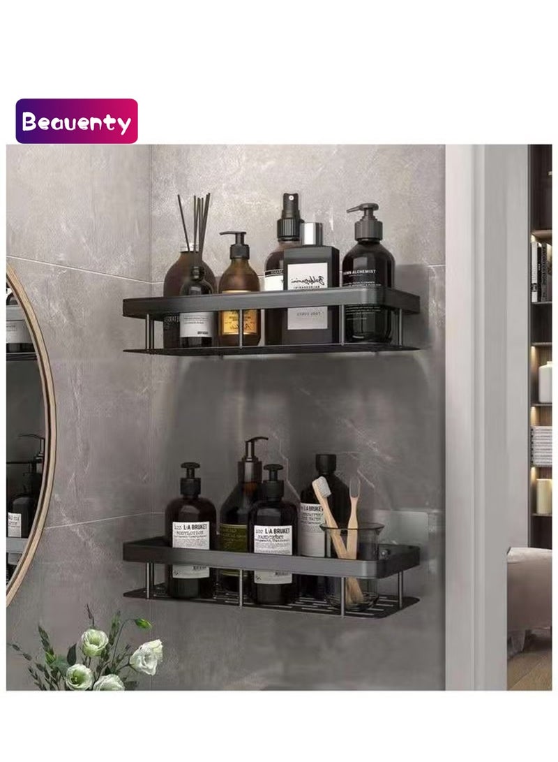 بيوينتي رفوف حمام لاصقة سوداء بدون حفر - عبوتان - Image 1