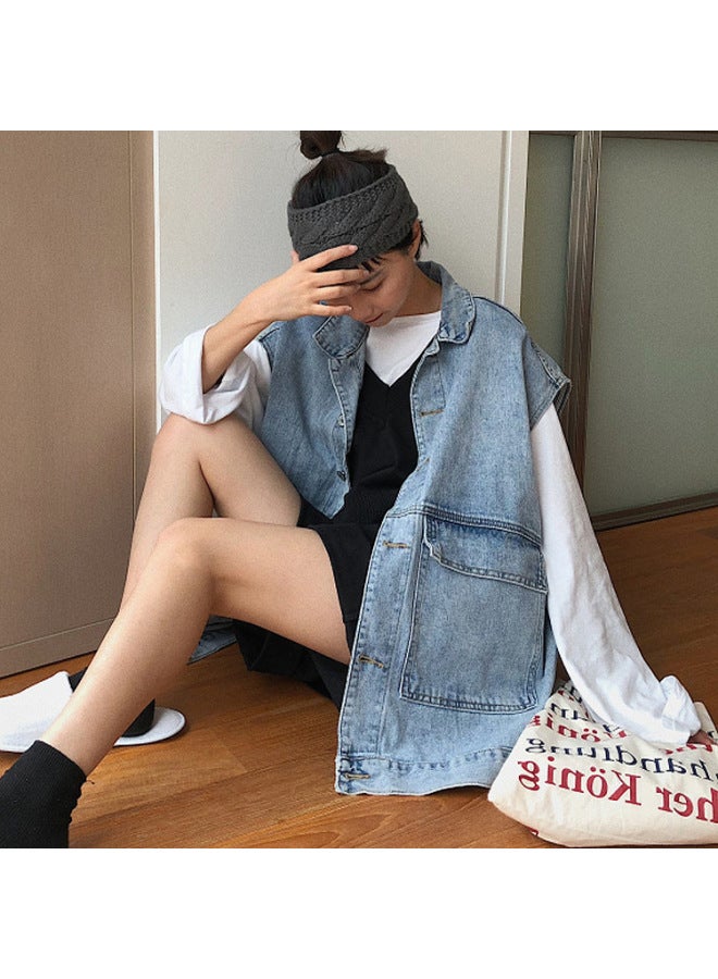 Private Brand Spring New Korean Style Hong Kong Fashion Loose-fit Versatile Denim Vest Women's Trendy Jacket - Image 1
