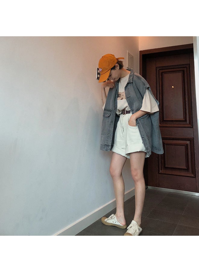 Private Brand Spring New Korean Style Hong Kong Fashion Loose-fit Versatile Denim Vest Women's Trendy Jacket - Image 3