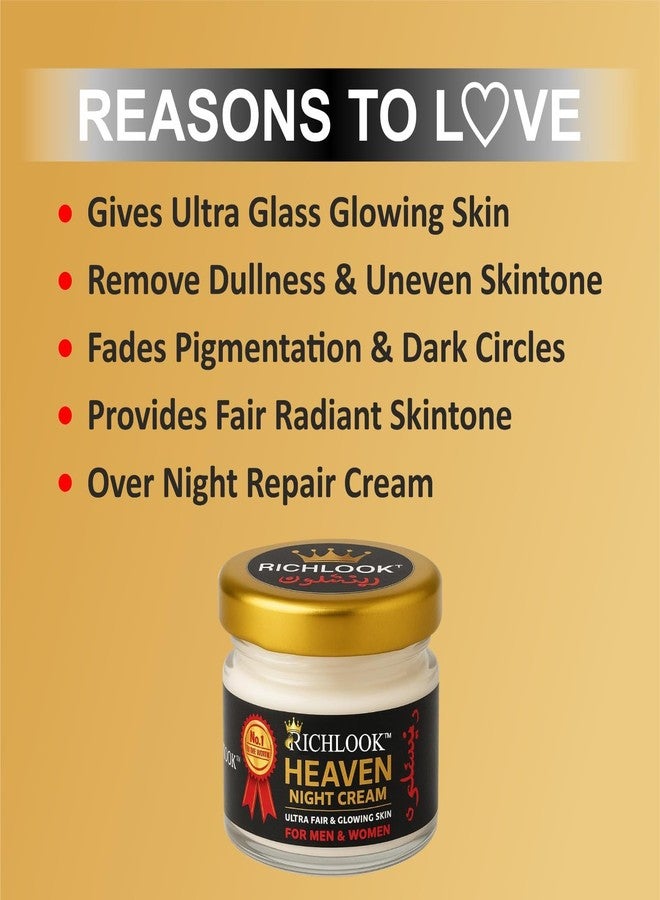 RICHLOOK Heaven Night Cream | Brightening & Ultra Glow Night Moisturizer for Men & Women | Reduces Dark Spots, Pigmentation & Uneven Tone | Deep Nourishing Fairness Cream - 50g - Image 4