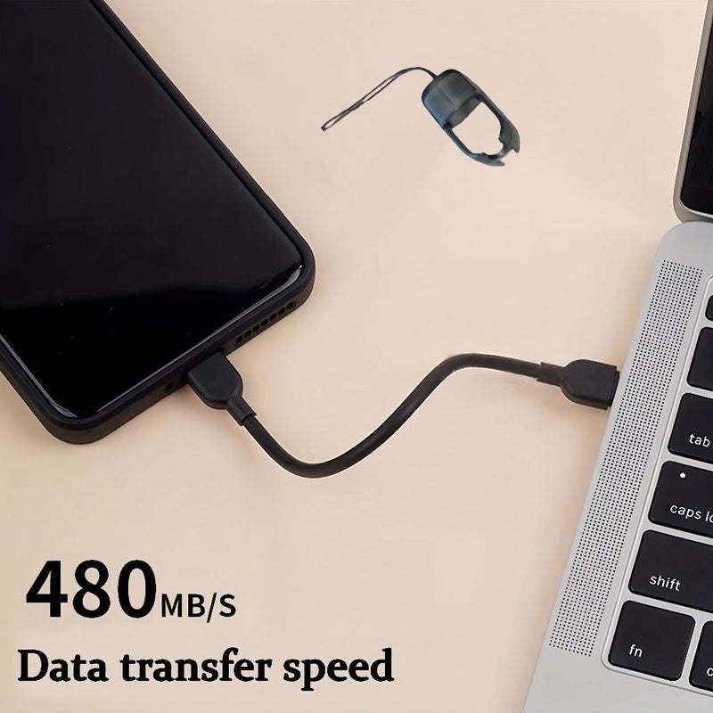 White Compact Type C to Type C Cable 14cm Quick Charge Data Transfer - Image 1