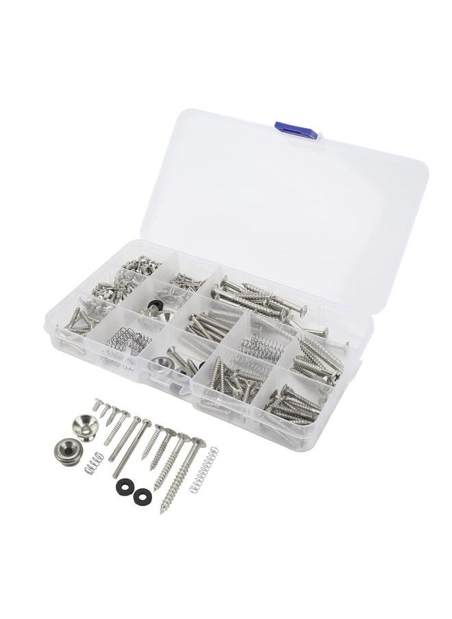 Thoraya - Electric Guitar Screw Kit Metal Screws Spring Strap Snap Assortment Set Repair FastenersSilver - Image 1