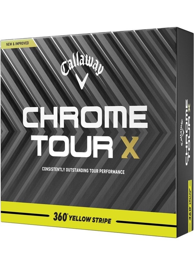 Callaway Golf Chrome Tour X 360 Stripe Golf Ball (Yellow) - Image 1