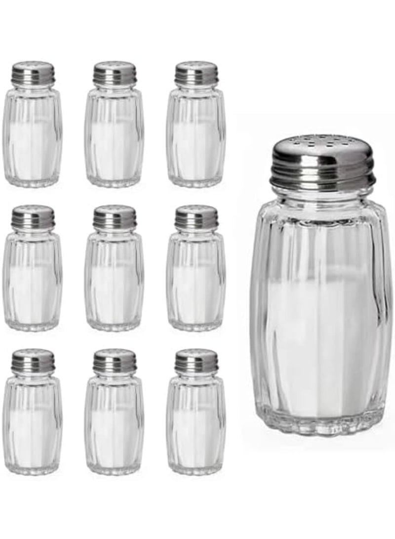 SYOSI 10pcs Glass Salt and Pepper Shakers Set - Small Seasoning Shaker Bottles with Precision Dispensing Holes for Kitchen, Restaurant, BBQ & Home Use - Easy Control & Clean (2-3 oz Capacity) - Image 1