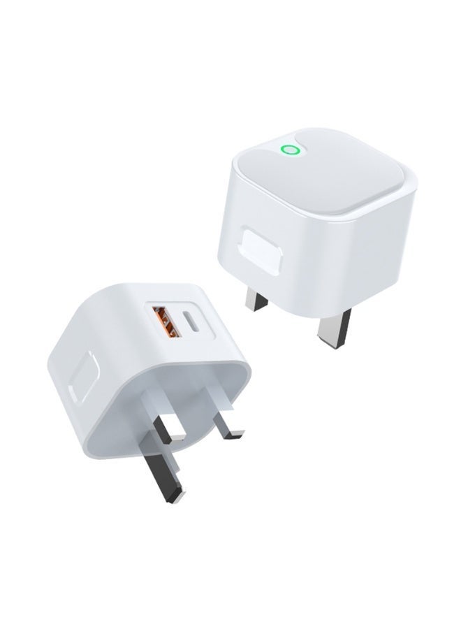 بلجن شاحن جداري سريع بقوة 25 واط  بمنفذين  USB TypeC + USB Type A Output, QC3.0/PD 3.0 /SCP يدعم تقنيات الشحن السريع PD / QC3.0 / SCP مع نظام حماية ذكي يحافظ على أجهزتك من ارتفاع الحرارة أو التيار. مصنوع من مادة PC مقاومة للحريق بتصميم أنيق باللون الأبيض. منفذان ذكيان (USB-C و USB-A) لتمكينك من شحن جهازين في نفس الوقت بكفاءة وأمان. مثالي لهواتف سامسونج، آيفون، التابلت، والأجهزة الذكية الأخرى. - Image 5