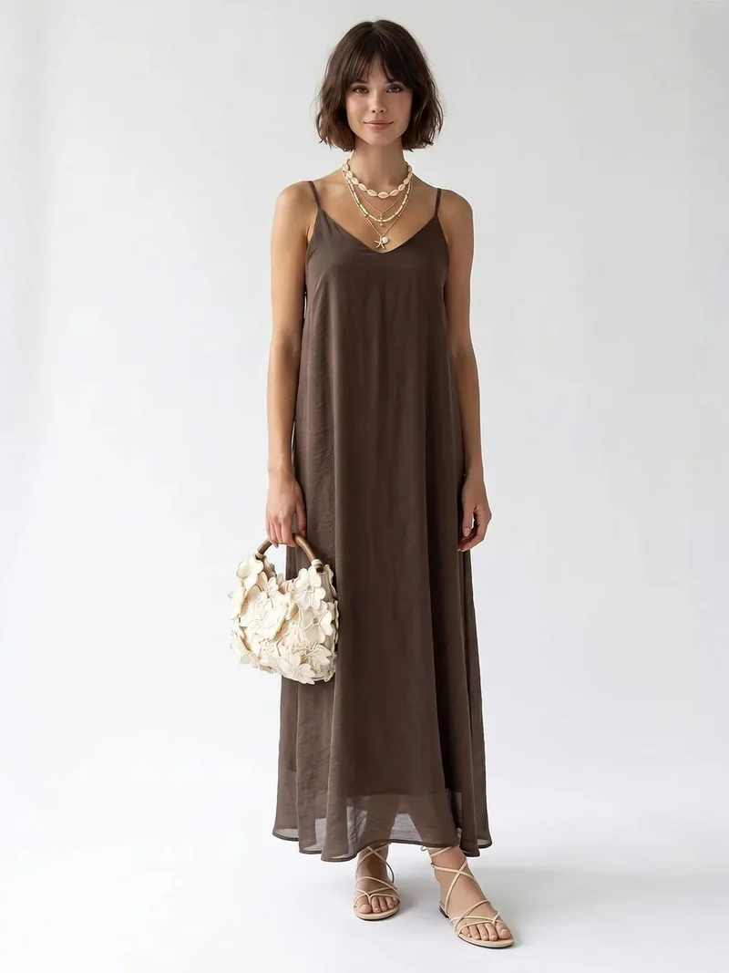 ميكسراي MIXRAY Sleeveless A-line Maxi Dress