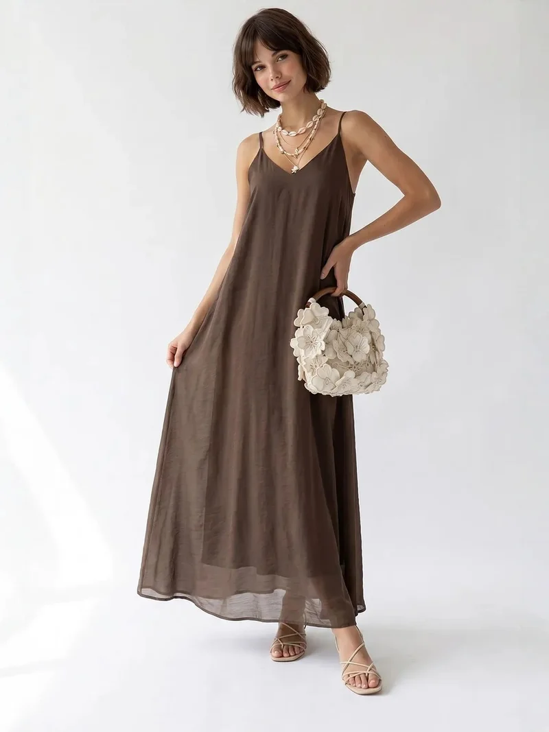 ميكسراي MIXRAY Sleeveless A-line Maxi Dress