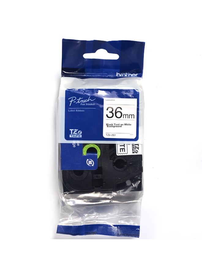 بروذر Brother Tze-261 36mm شريط تسمية بخلفية بيضاء ونص أسود (متوافق مع Pt3600/9700pc/9800pcn) - Image 1