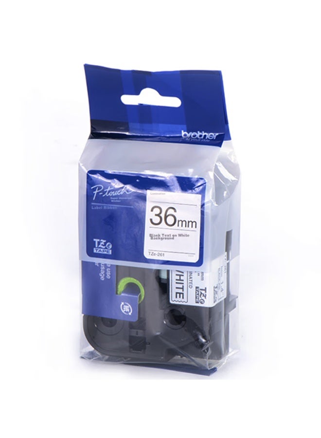 بروذر Brother Tze-261 36mm شريط تسمية بخلفية بيضاء ونص أسود (متوافق مع Pt3600/9700pc/9800pcn) - Image 2