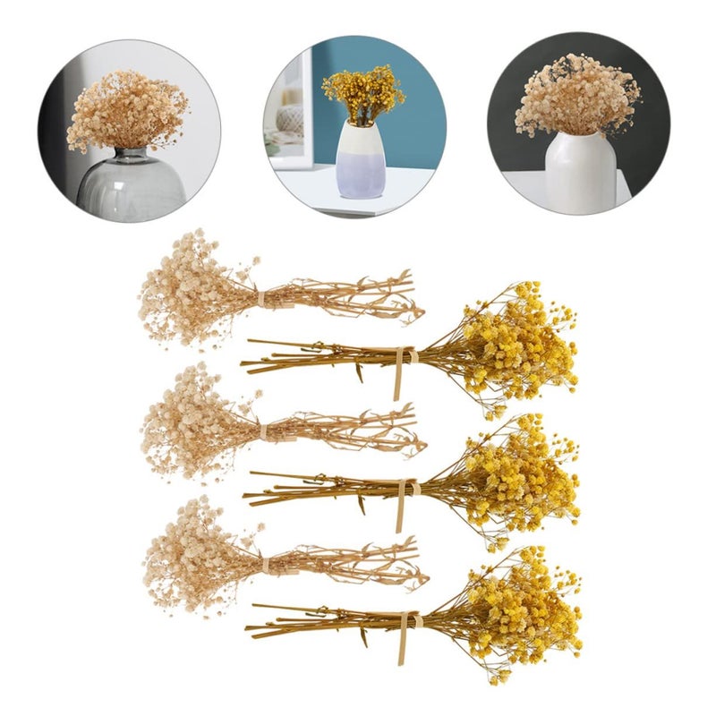 باقة جبسوفيلا مجففة طبيعية مكونة من 6 قطع لديكور الزفاف والمنزل والحفلات - Image 3