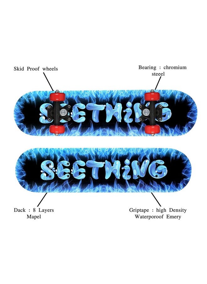 Ash & Roh - Ash & Roh Duck Fibre Skateboard: Beginner-Friendly Boards for All Ages - Featuring 80 Grit Grip Tape & Stylish Sticker Graphics (Blue) - Image 1