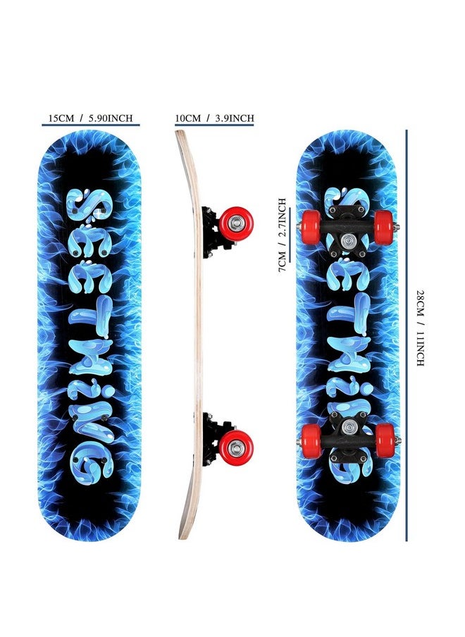 Ash & Roh - Ash & Roh Duck Fibre Skateboard: Beginner-Friendly Boards for All Ages - Featuring 80 Grit Grip Tape & Stylish Sticker Graphics (Blue) - Image 1