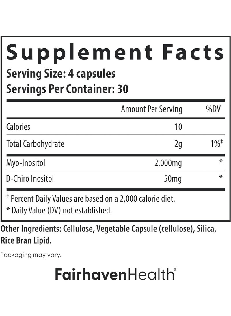 fairhaven health مكمل ميو-إنوزيتول ودي-كيرو إنوزيتول من فيرهفن هيلث | نسبة 40:1 | مكمل خصوبة للنساء وتوازن الهرمونات* | فيتامين ب8 | خالي من الجلوتين والألبان | 120 كبسولة إنوزيتول - Image 4